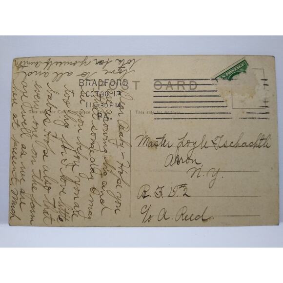 Halloween Postcard Fantasy Wall Hand Tinted Colored Witch Girl JOL Bat Bergman - Picture 4 of 4